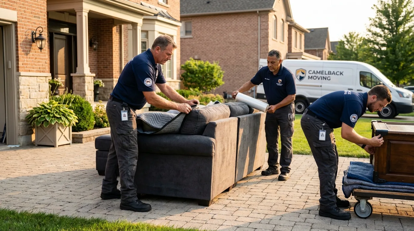 Large estate moving crew wrapping furniture in Pembroke, VA